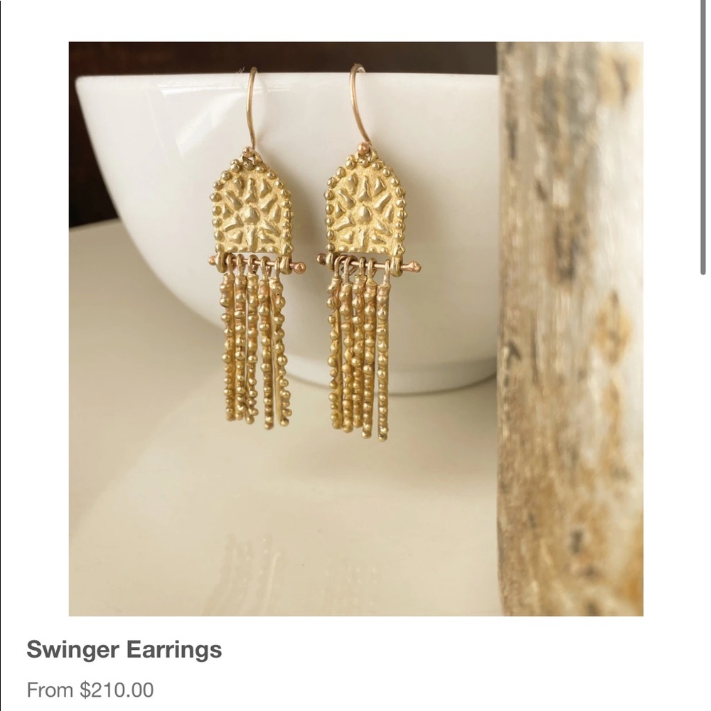 Handmade Liesl Pawliw bronze dangle earrings